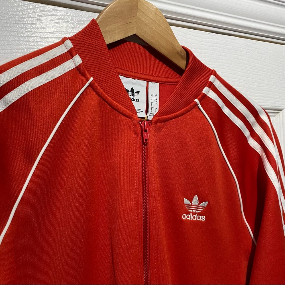 Red and White Adidas Track Jacket